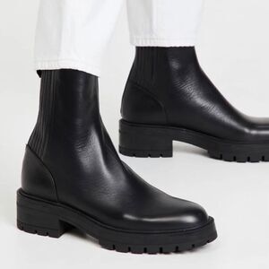 Aquazzura Saint Honroe Leather Combat Booties size 36.5